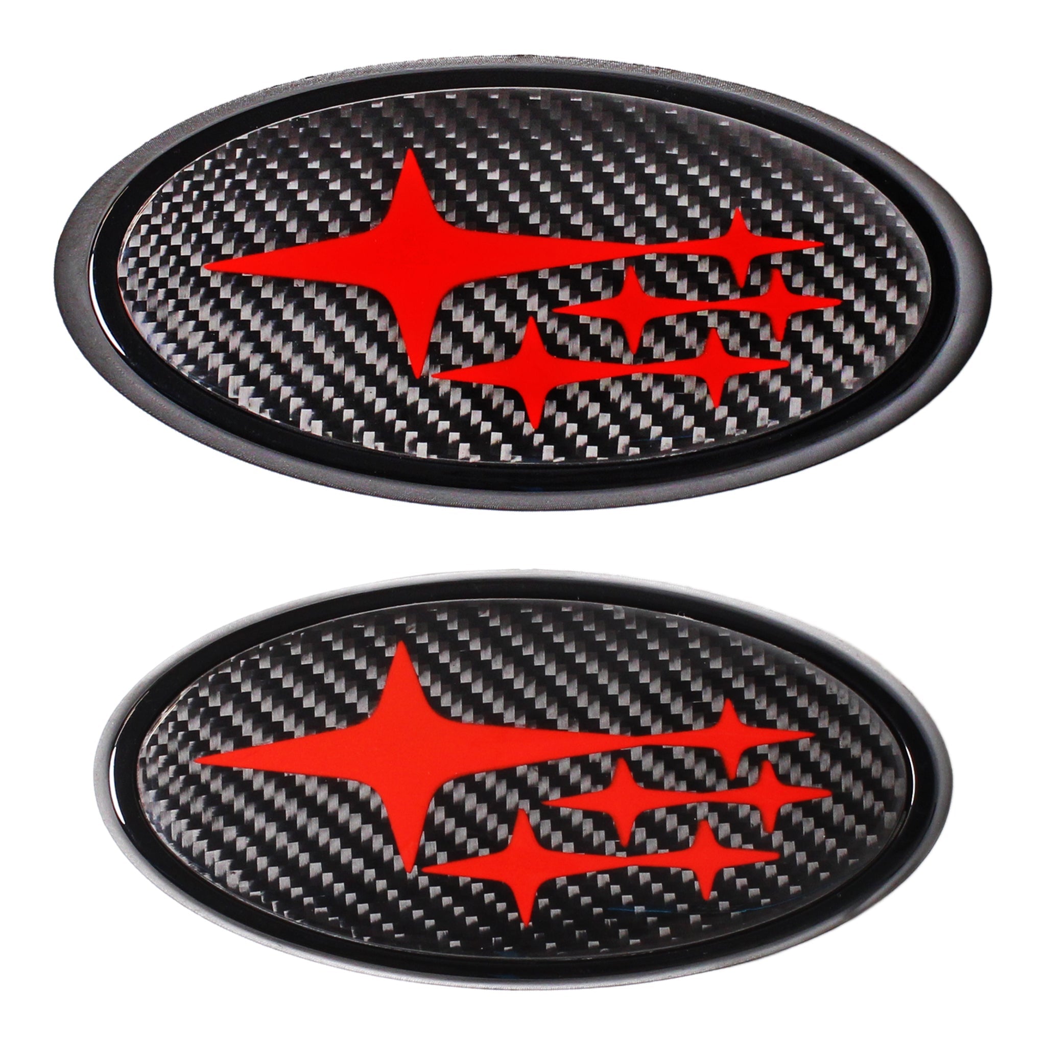 Noble Carbon Fiber Front and Rear Emblems Subaru WRX / STI 2015-2021 - Red Stars