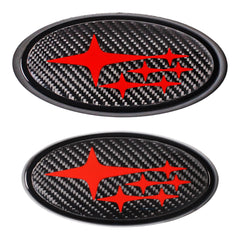 Noble Carbon Fiber Front and Rear Emblems Subaru WRX / STI 2015-2021 - Red Stars