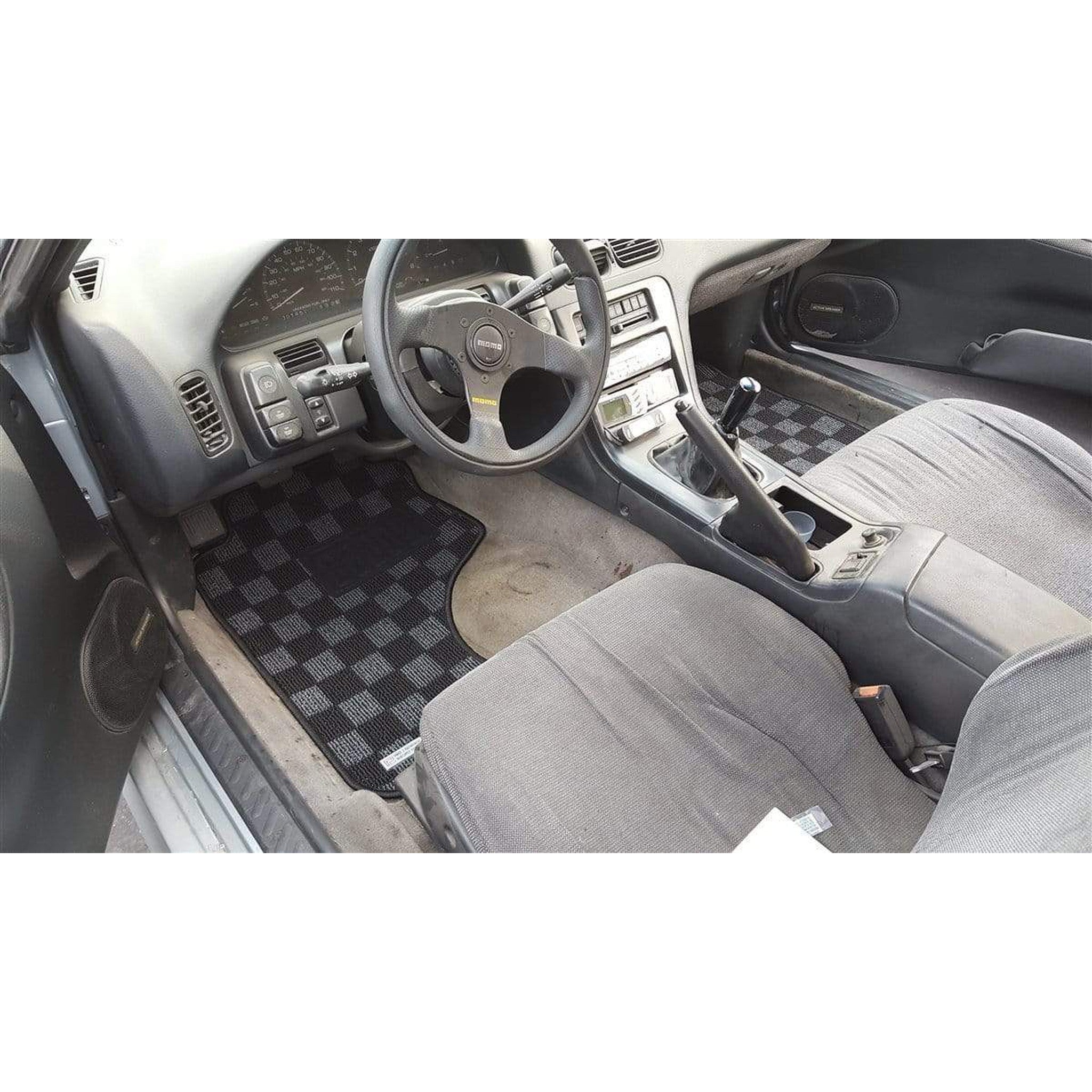 P2M Checkered Race Floor Mats - Fronts Only