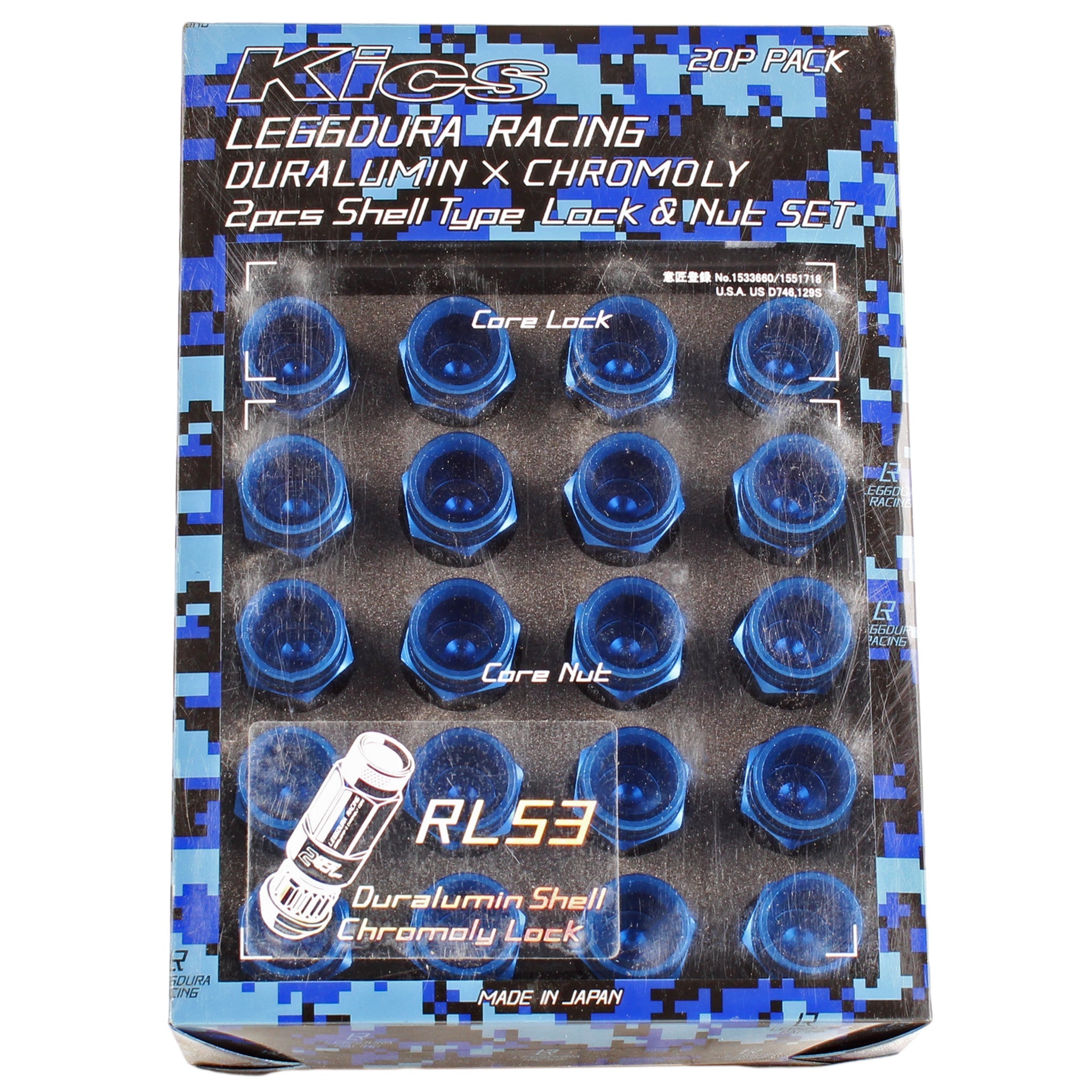 Project Kics Leggdura Racing Shell Closed-End Look Lug Nut 53mm 12X1.25 Set - Blue | WCL5313U