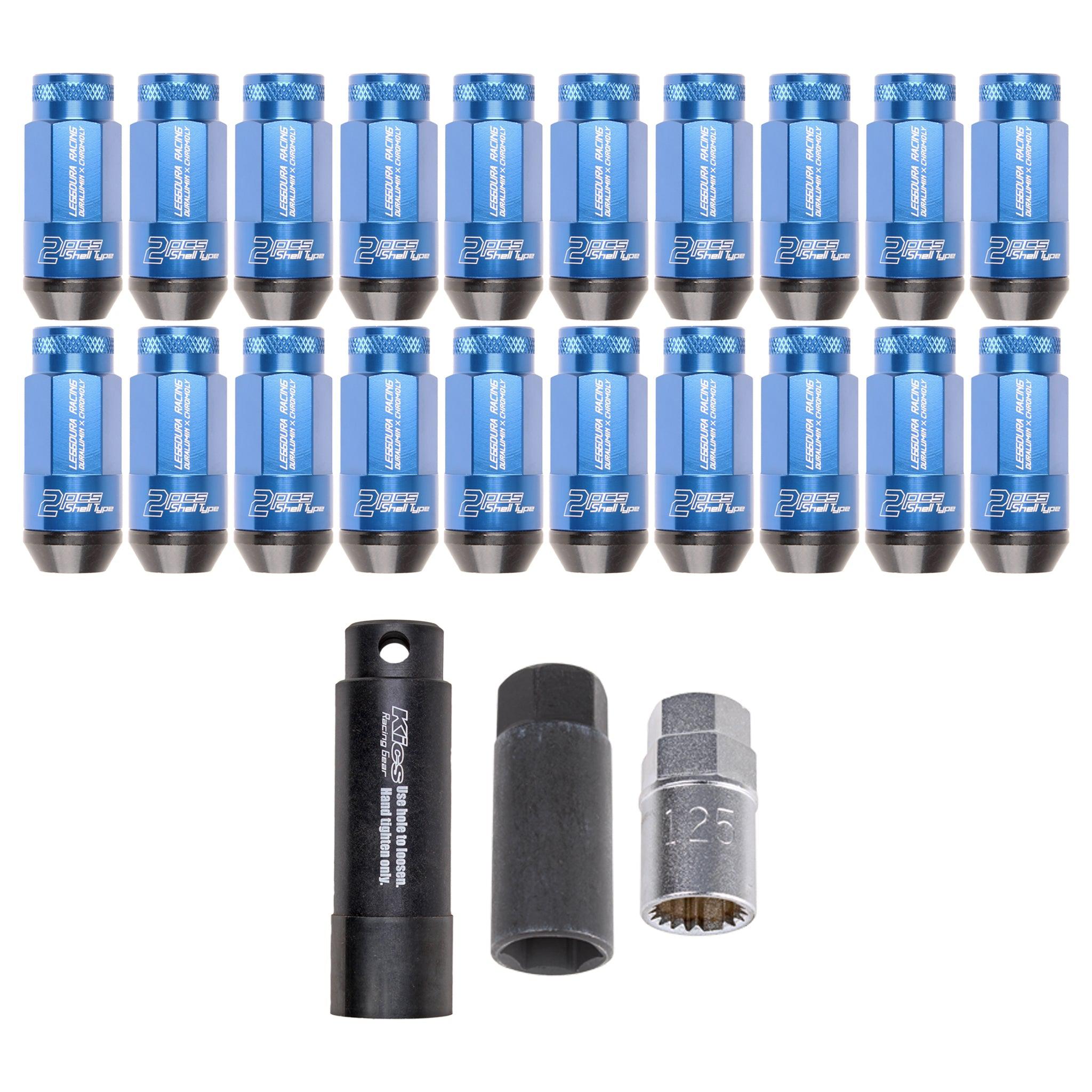 Project Kics Leggdura Racing Shell Closed-End Look Lug Nut 53mm 12X1.25 Set - Blue | WCL5313U