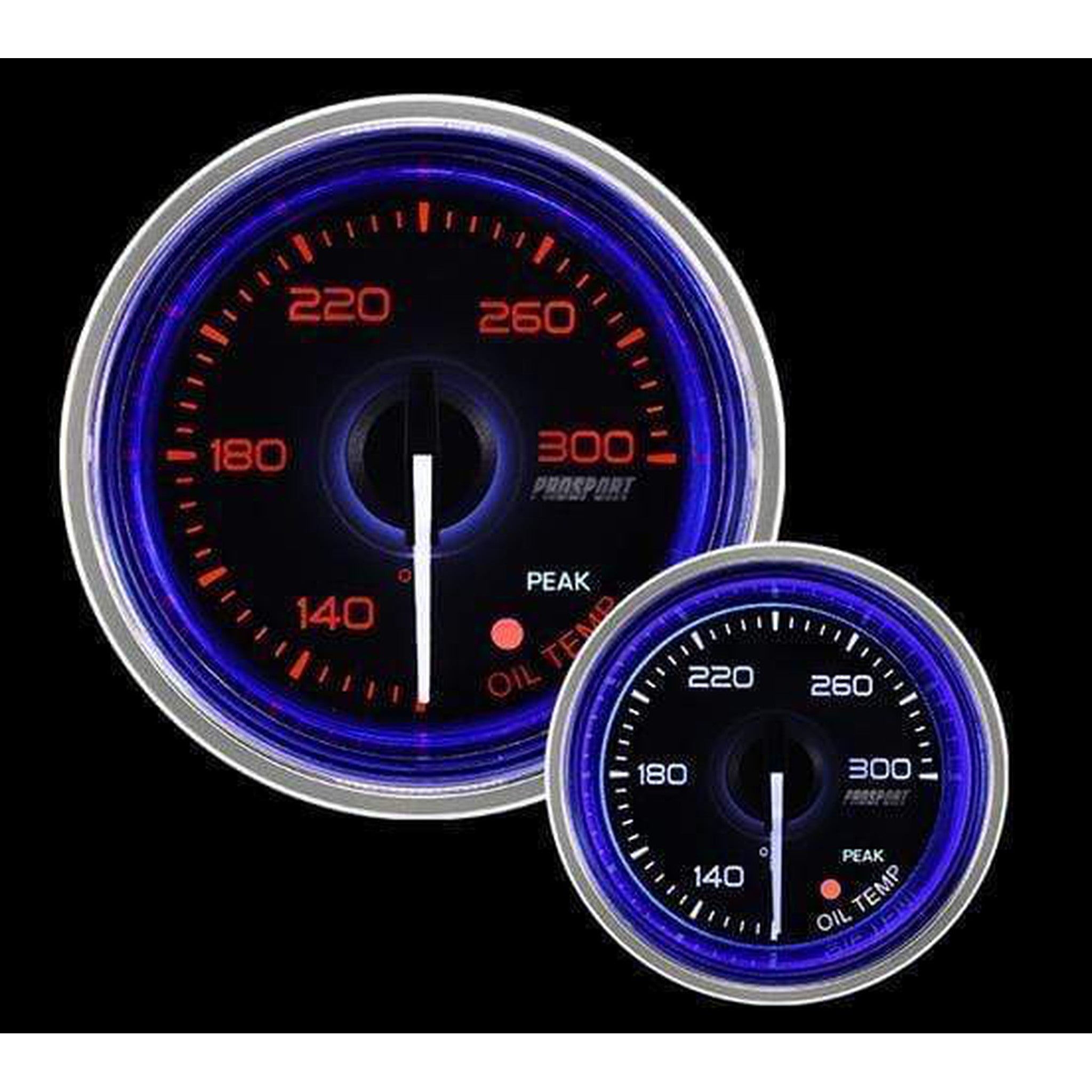 Prosport 52mm Crystal Blue/White Oil Temperature Gauge