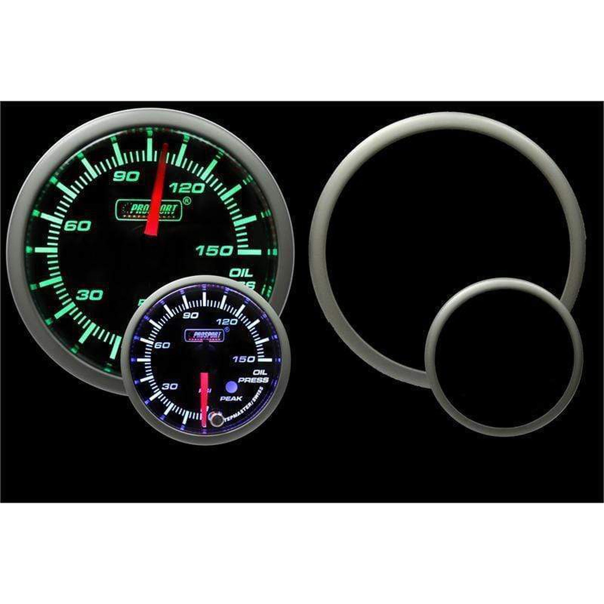 Prosport 52mm Premium Electric Oil Pressure Gauge - Green/White