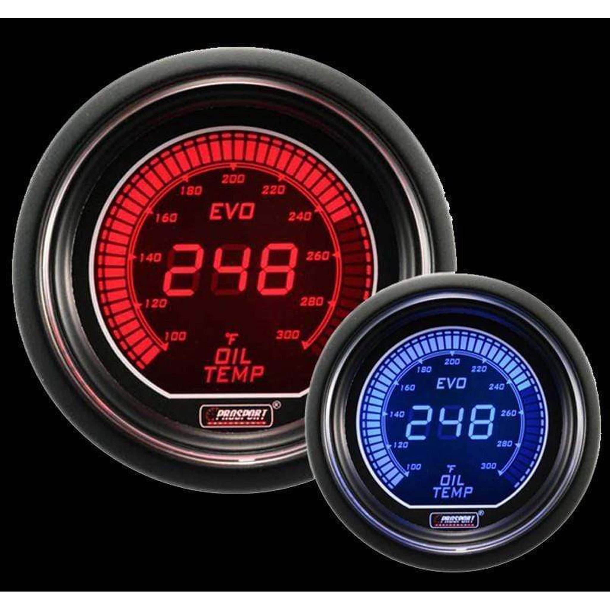 Prosport Evo Electrical Oil Temperature Gauge - Red/Blue
