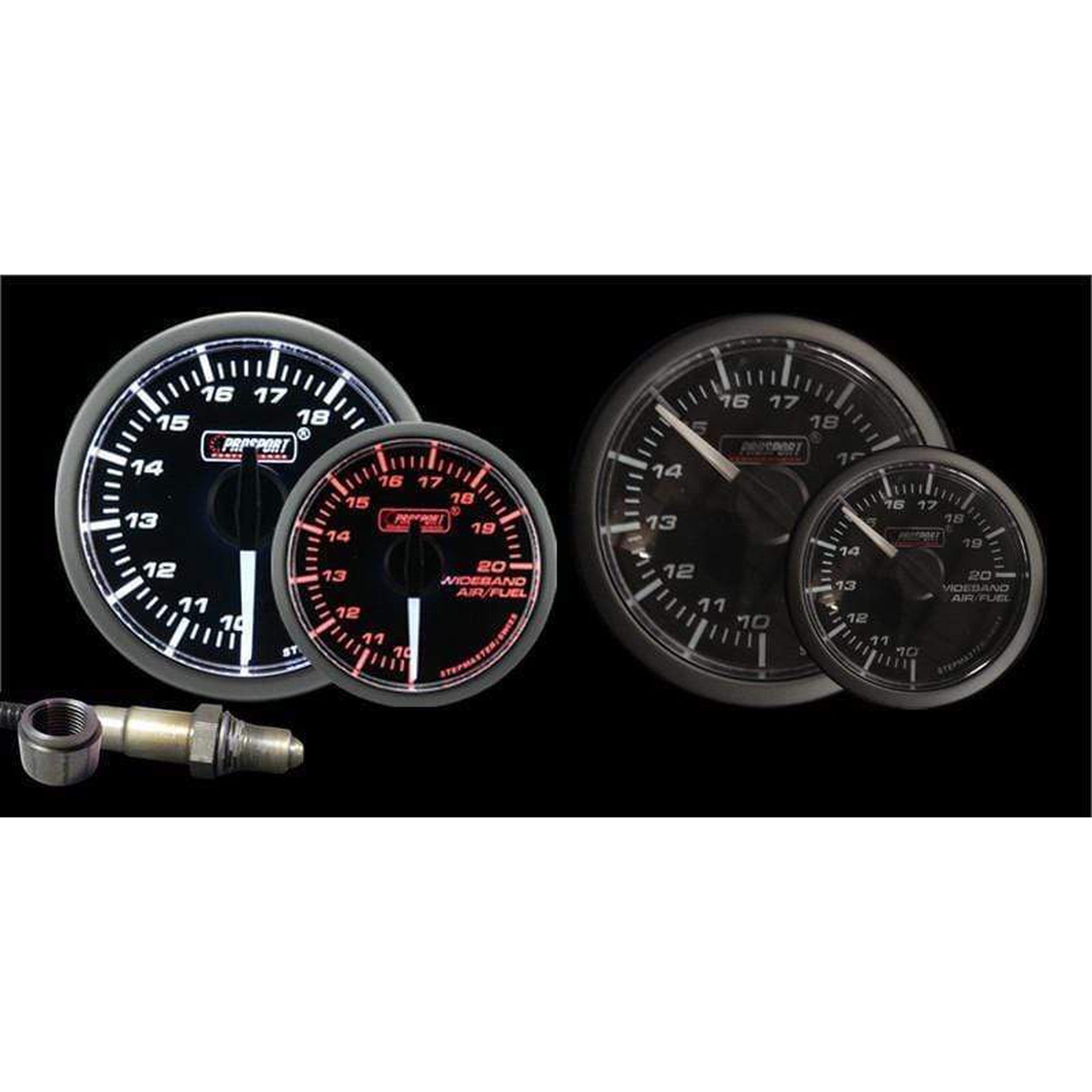 Prosport Wideband Air Fuel Ratio Gauge Premium White Pointer 52mm Clear Lens - Amber/White