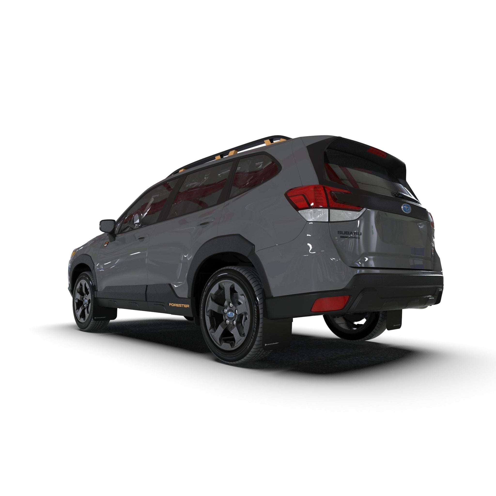Rally Armor Black UR Mud Flaps w/ Blue Logo 2022-2024 Subaru Forester / Forester Wilderness | MF82-UR-BLK/BL