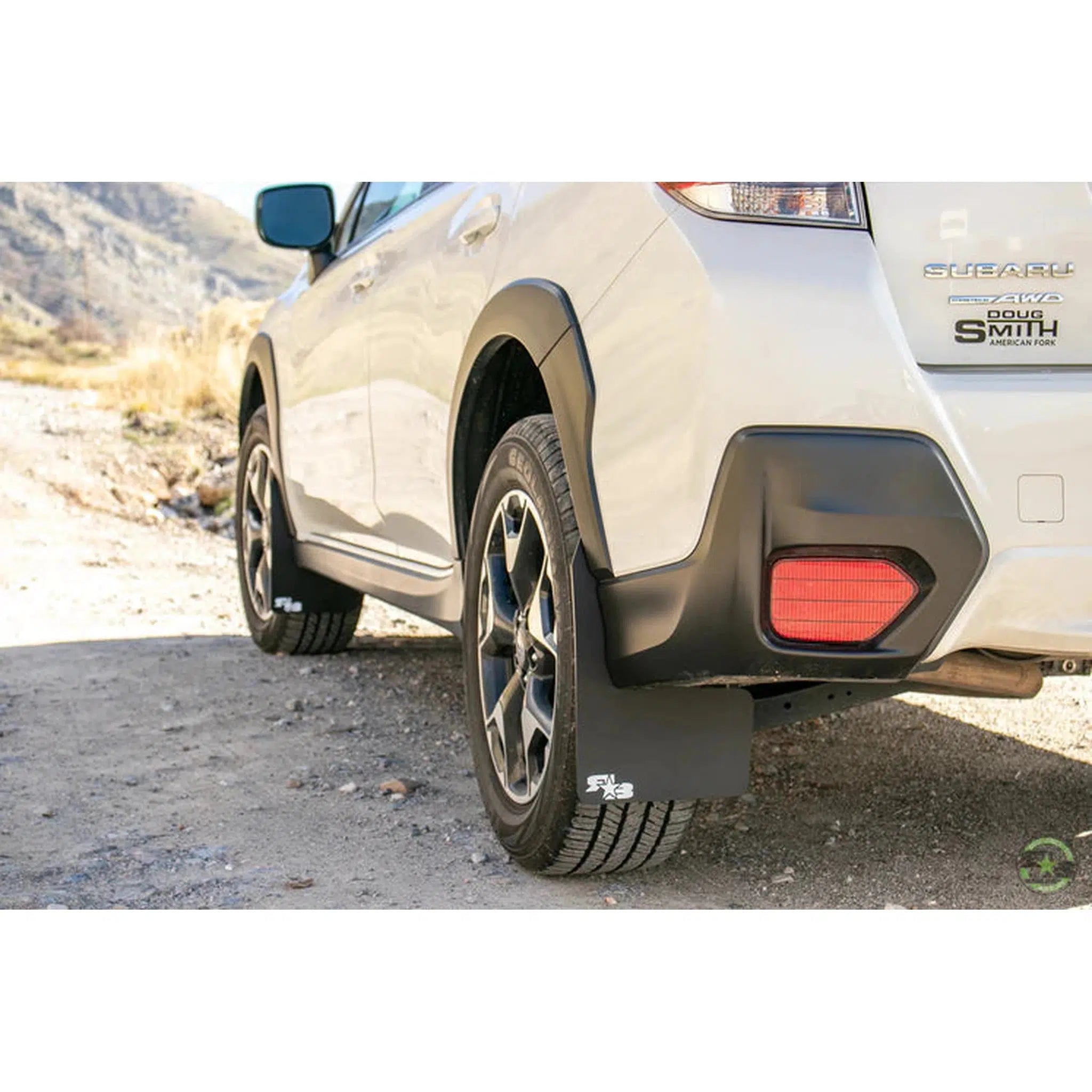 RokBlokz Black Rally Mud Flaps with Black Logo Subaru Crosstrek 2018-2023 | S-GT-O-BLK/BLK