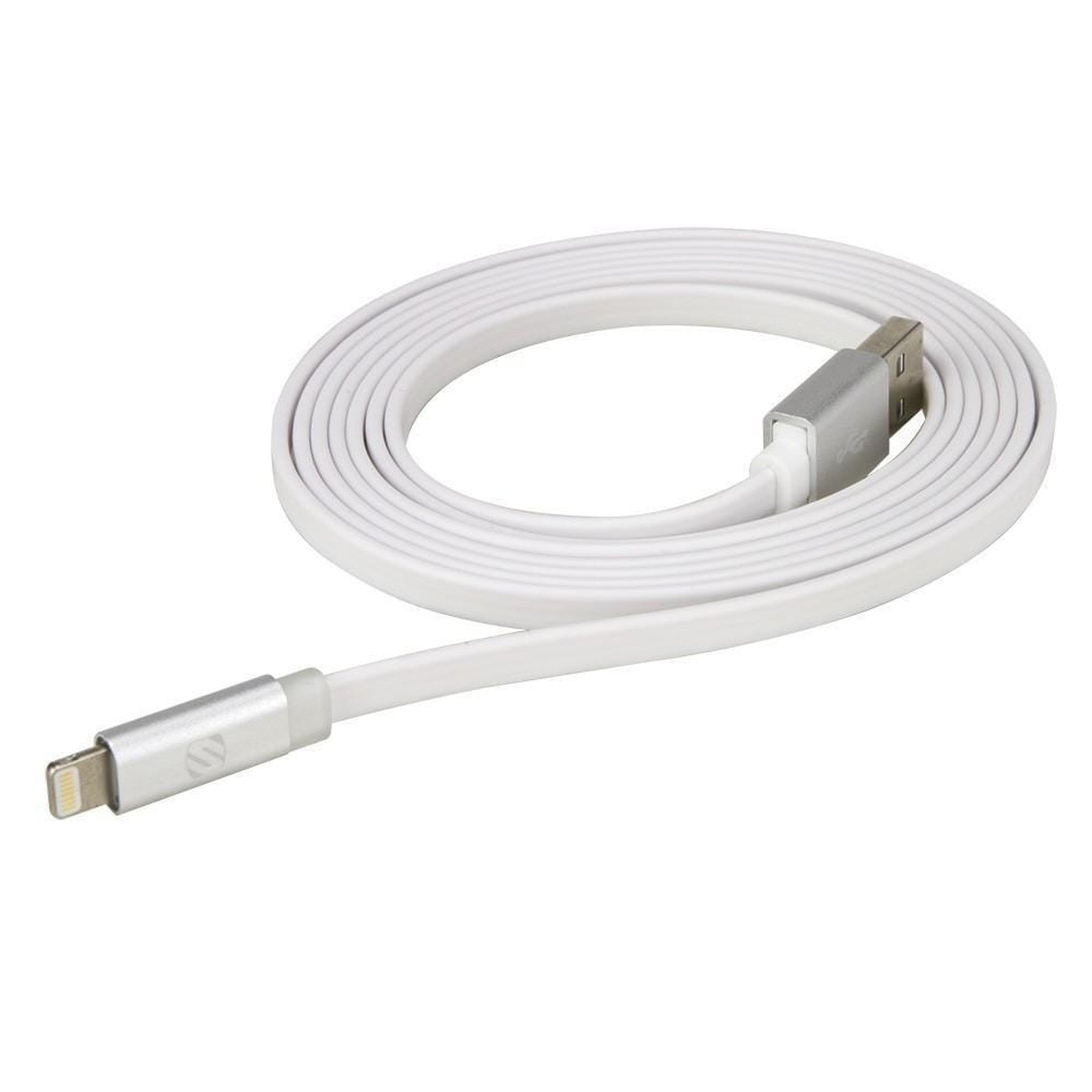 Scosche FlatOut Lightning to USB Cable w/Charge LED 3ft White