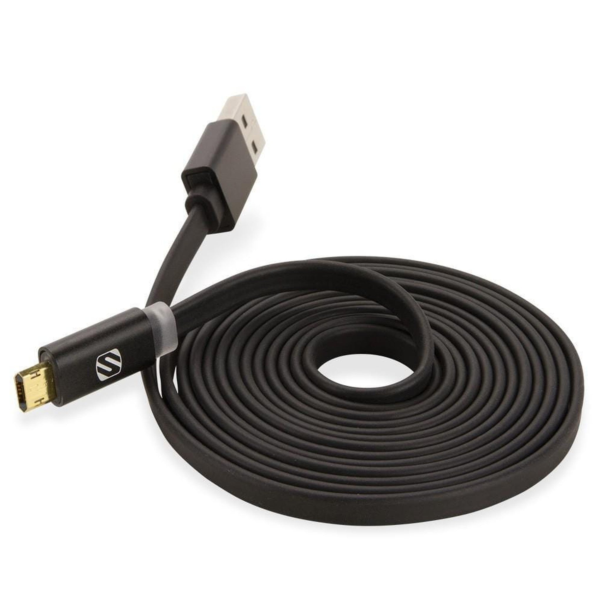 Scosche FlatOut Micro USB to USB Cable w/Charge LED 3ft Black