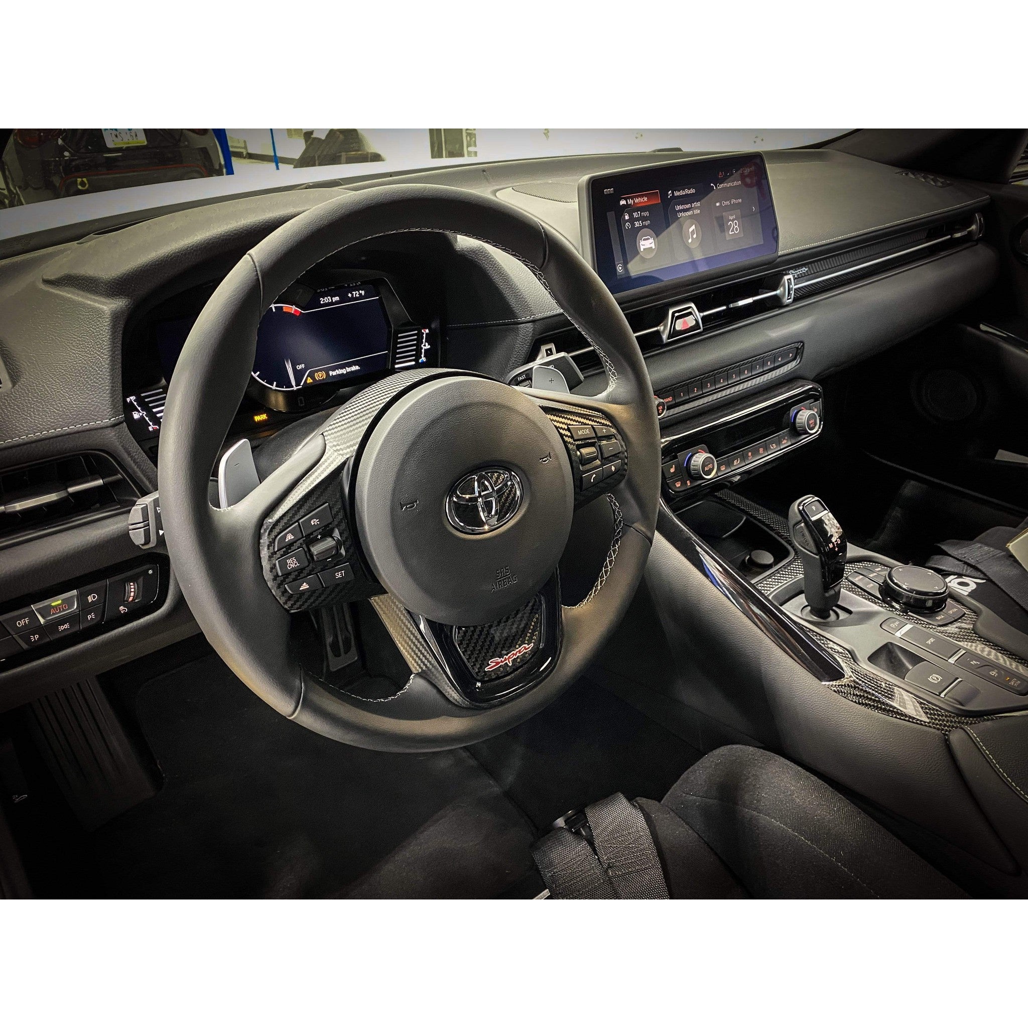 Sticker Fab Real Carbon "Supra" Steering Wheel Trim Overlay (Lower) - 2020+ Supra