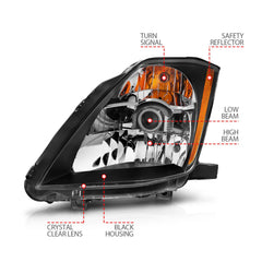 ANZO Projector Headlights Black Nissan 350Z 2003-2005 | 121108