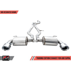 AWE Non-Resonated Touring Edition Cat Back Exhaust 5in Chrome Silver Tips Toyota Supra A90 2020+ | 3020-32058