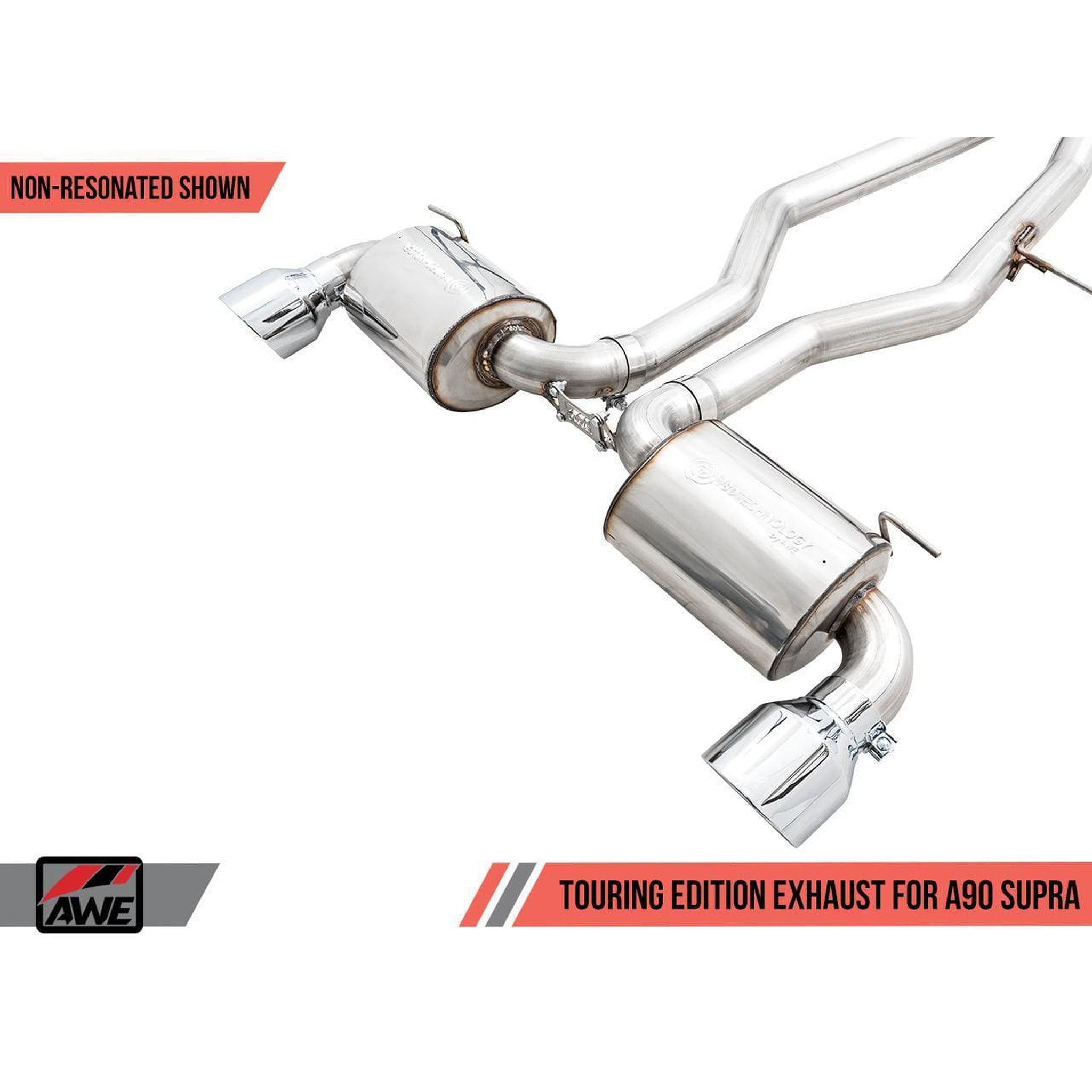 AWE Non-Resonated Touring Edition Cat Back Exhaust 5in Chrome Silver Tips Toyota Supra A90 2020+ | 3020-32058