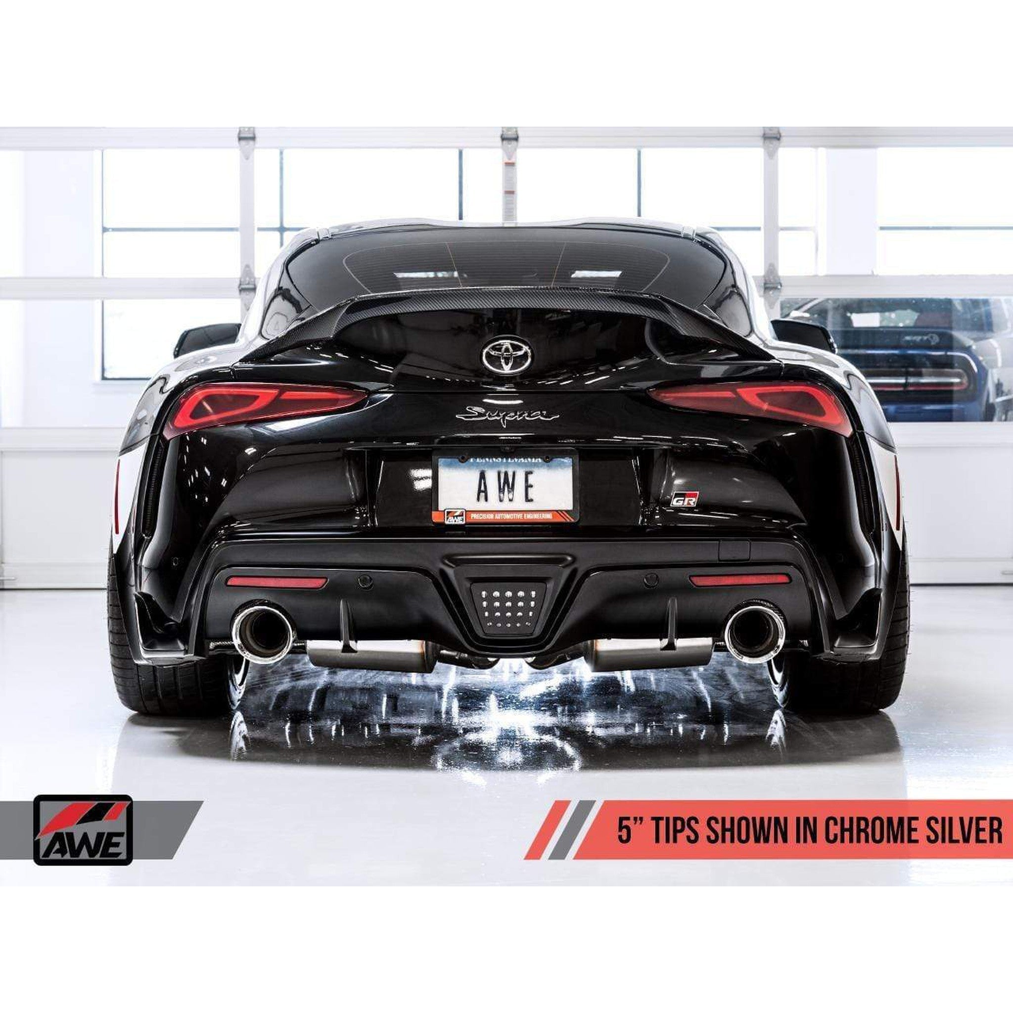AWE Non-Resonated Touring Edition Cat Back Exhaust 5in Chrome Silver Tips Toyota Supra A90 2020+ | 3020-32058
