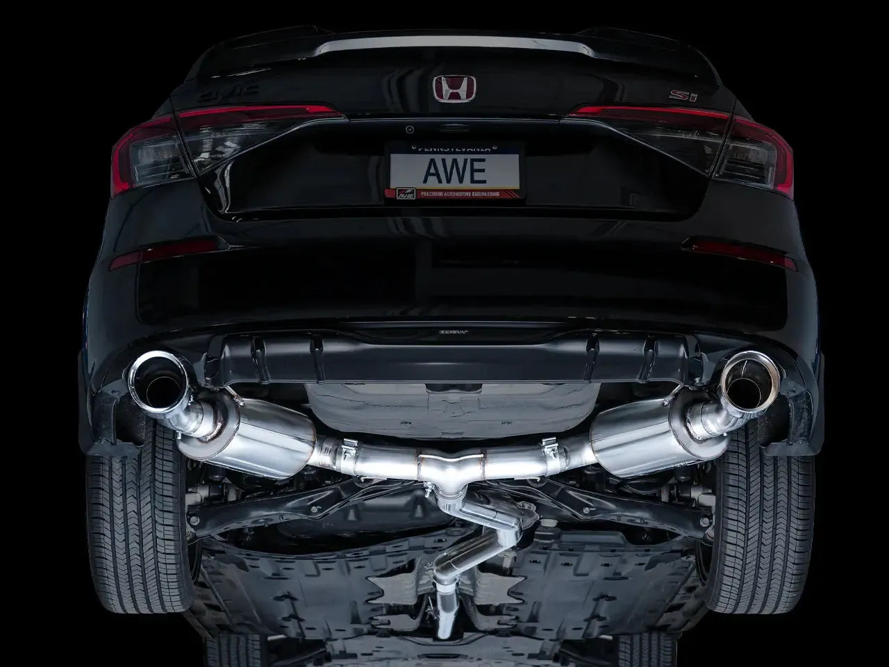 AWE Tuning Cat Back Touring Exhaust Dual Chrome Silver Tip Honda Civic Si 2022-2026 | 3015-32331