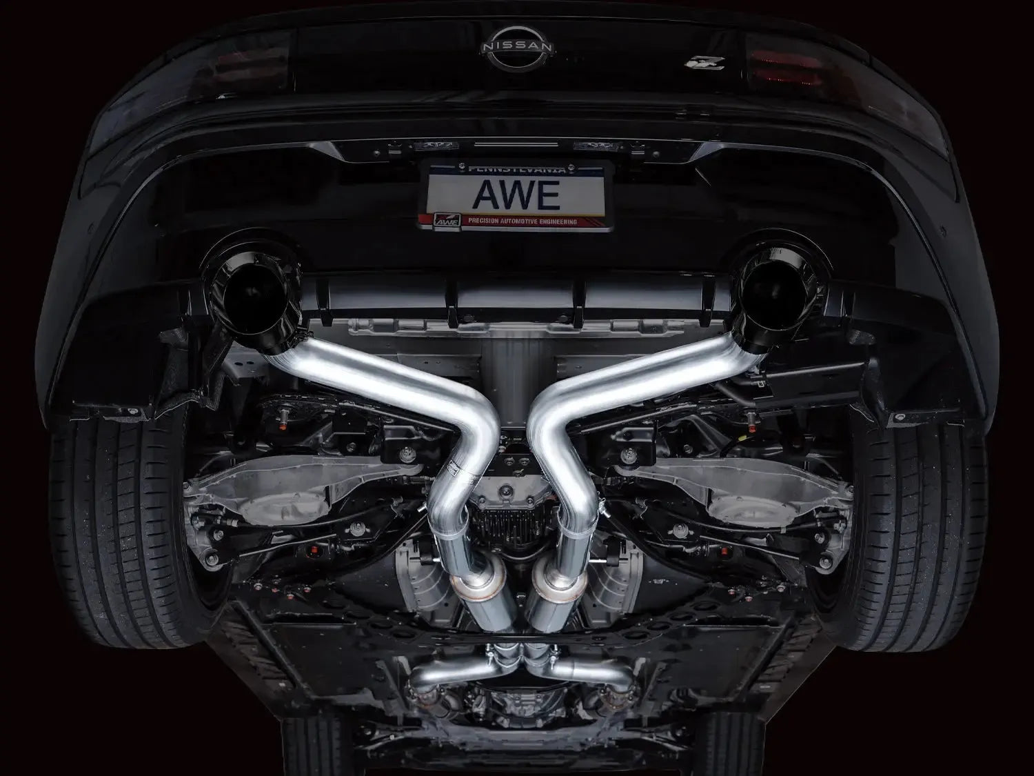 AWE Tuning Cat Back Track Edition Exhaust w/ Diamond Black Tips Nissan Z 2023-2025 | 3020-33400