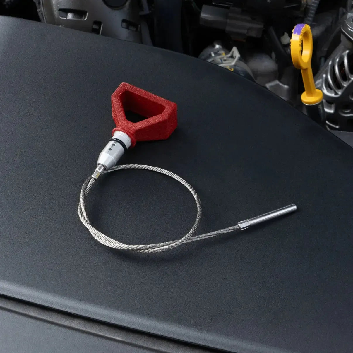 BilletWorkz Dipstick Handle Assembled with Dipstick Wrinkle Red Subaru WRX 2022-2026