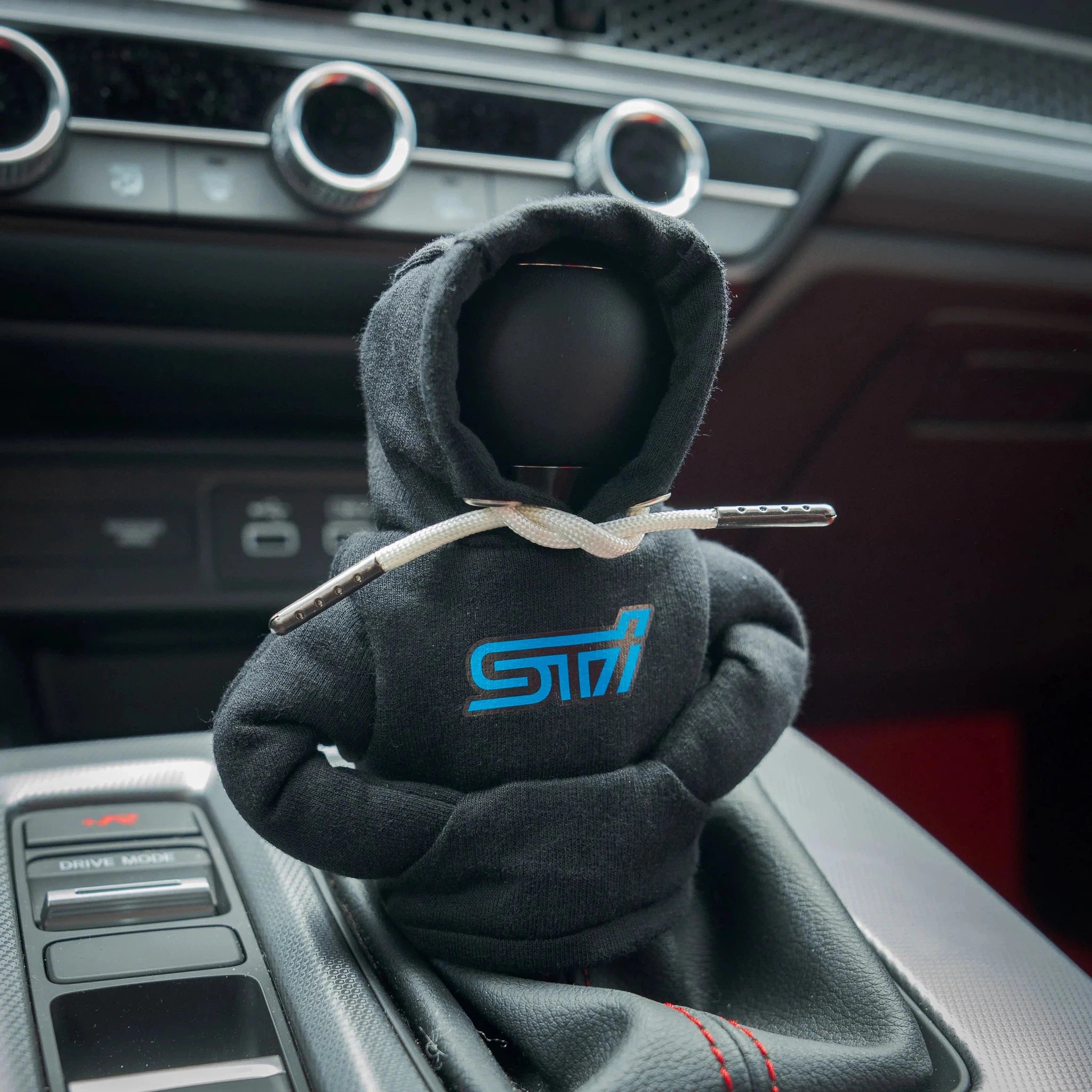 BilletWorkz Shift Knob Hoodie - STI Black Hoodie Light Blue Logo