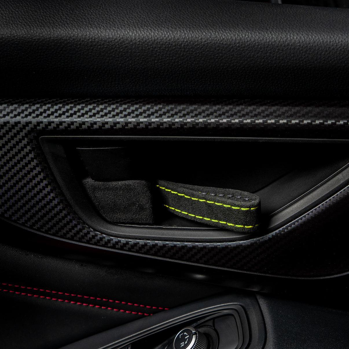 Billetworkz Alcantara Door Pull Strap Kit (Black/ Neon Yellow) Subaru WRX / BRZ / GR86 2022-2026