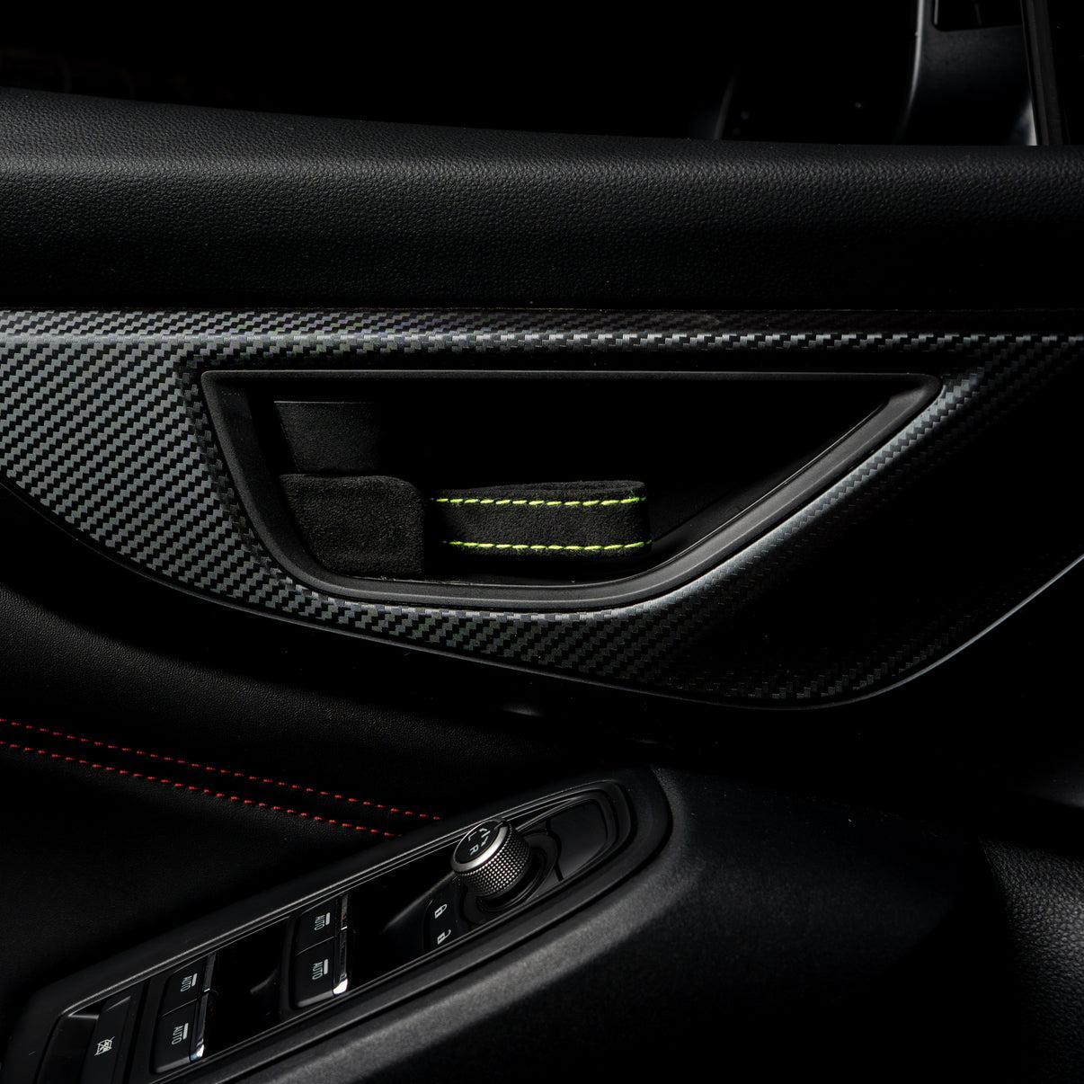 Billetworkz Alcantara Door Pull Strap Kit (Black/ Neon Yellow) Subaru WRX / BRZ / GR86 2022-2026