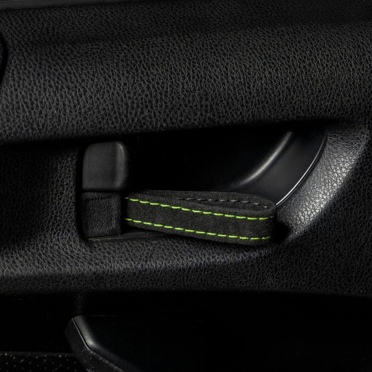 Billetworkz Alcantara Door Pull Strap Kit (Black/ Neon Yellow) Subaru WRX / STI / BRZ 2008-2021