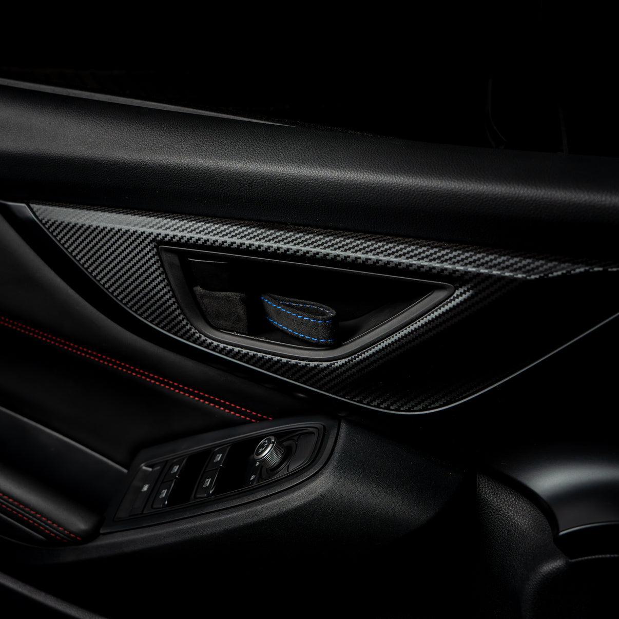 Billetworkz Alcantara Door Pull Strap Kit (Black/Blue) Subaru WRX / BRZ / GR86 2022-2026