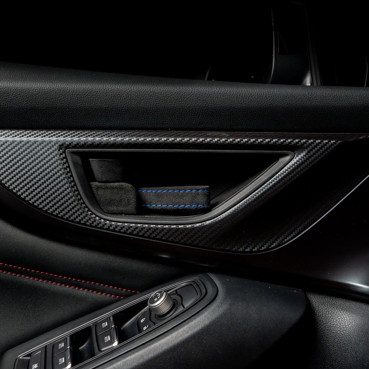 Billetworkz Alcantara Door Pull Strap Kit (Black/Blue) Subaru WRX / BRZ / GR86 2022-2026