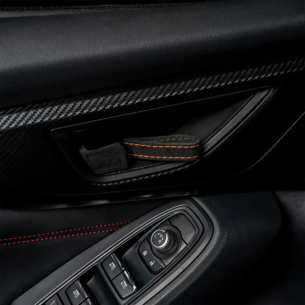 Billetworkz Alcantara Door Pull Strap Kit (Black/Orange) Subaru WRX / BRZ / GR86 2022-2026