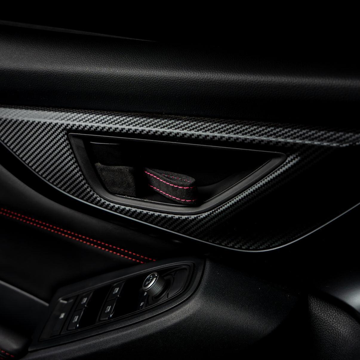 Billetworkz Alcantara Door Pull Strap Kit (Black/Pink) Subaru WRX / BRZ / GR86 2022-2026