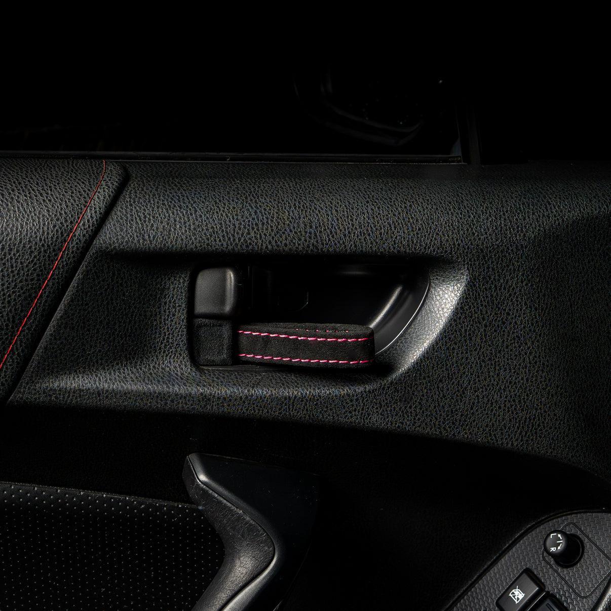 Billetworkz Alcantara Door Pull Strap Kit (Black/Pink) Subaru WRX / STI / BRZ 2008-2021