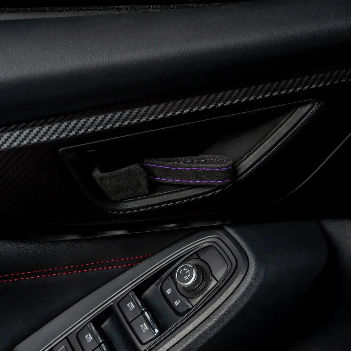 Billetworkz Alcantara Door Pull Strap Kit (Black/Purple) Subaru WRX / BRZ / GR86 2022-2026