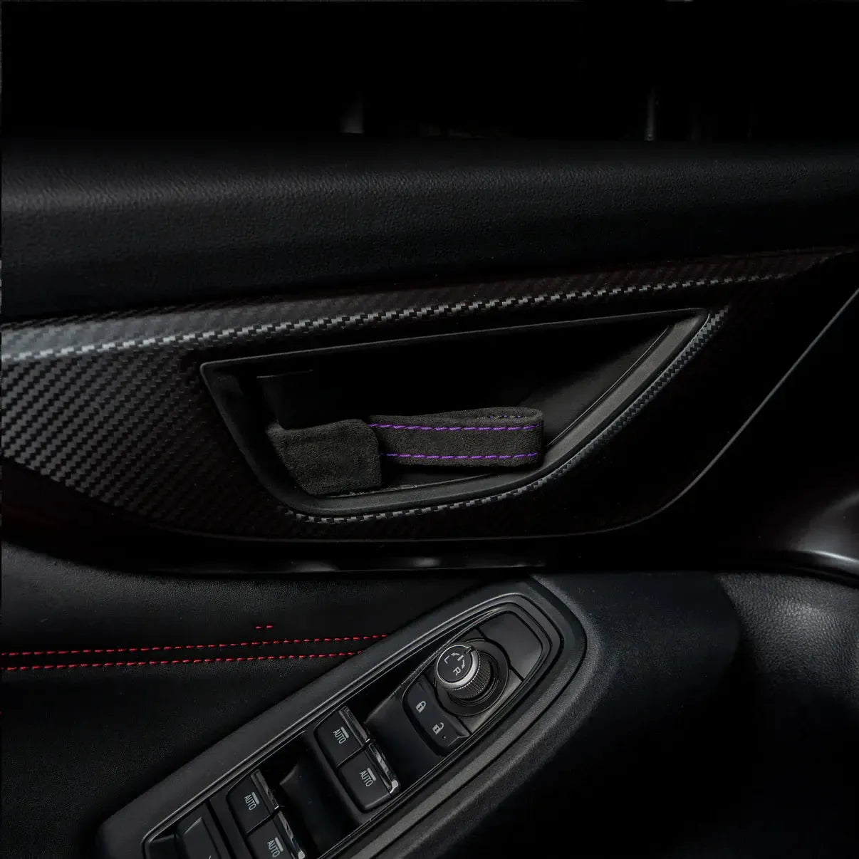 Billetworkz Alcantara Door Pull Strap Kit (Black/Purple) Subaru WRX / BRZ / GR86 2022-2026