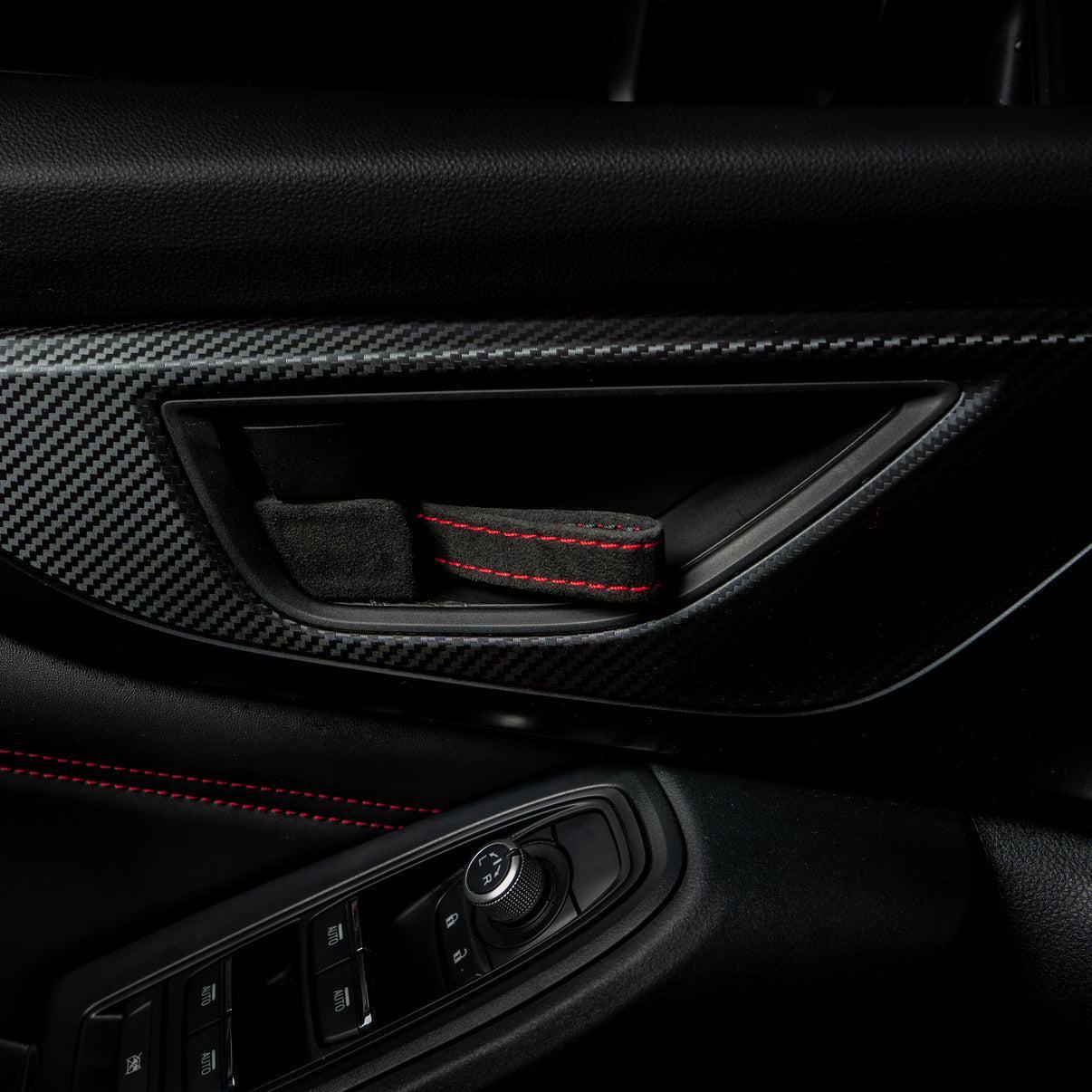 Billetworkz Alcantara Door Pull Strap Kit (Black/Red) Subaru WRX / BRZ / GR86 2022-2026