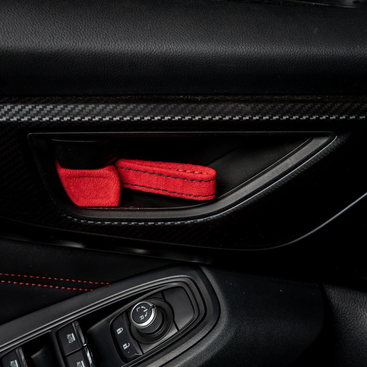 Billetworkz Alcantara Door Pull Strap Kit (Red/Black) Subaru WRX / BRZ / GR86 2022-2026