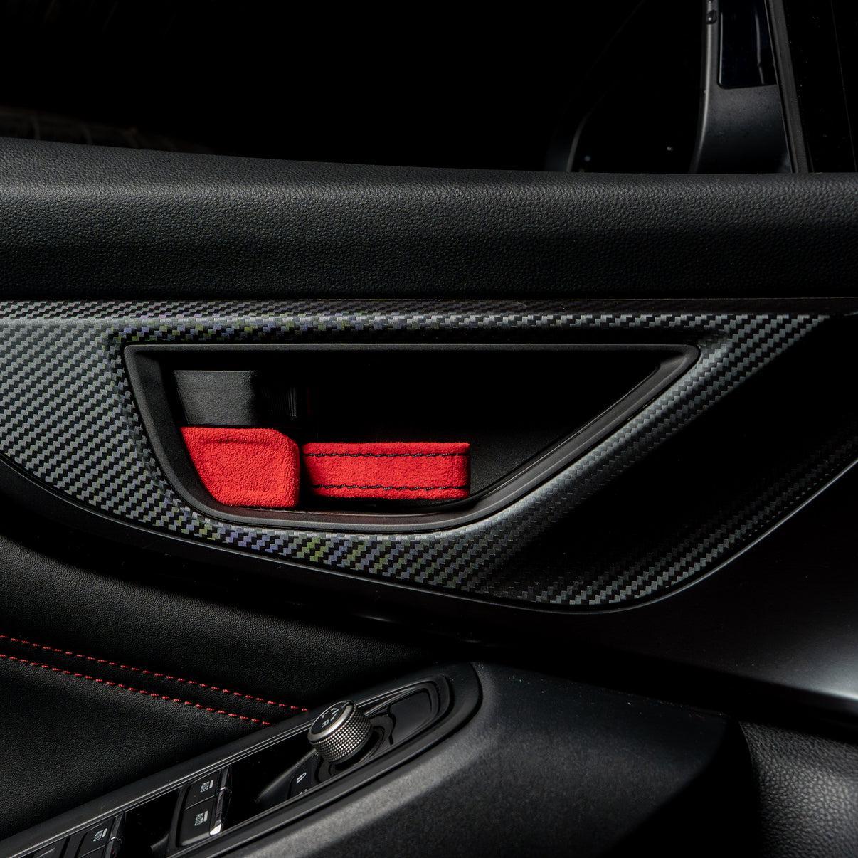 Billetworkz Alcantara Door Pull Strap Kit (Red/Black) Subaru WRX / BRZ / GR86 2022-2026