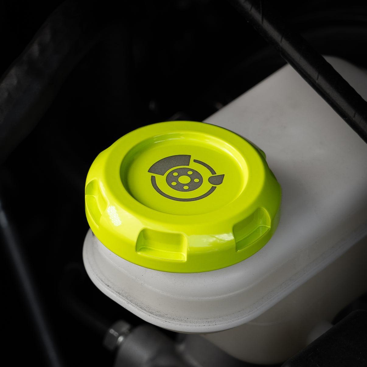 Billetworkz Brake Fluid Cap Engraved Zero Series Neon Yellow Subaru WRX 02-26 / STI 04-21 | BW-EBCZ-SUB-BRK-NYEL-E