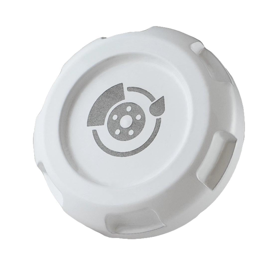 Billetworkz Brake Fluid Cap Engraved Zero Series White Subaru WRX 02-26 / STI 04-21 | BW-EBCZ-SUB-BRK-WHT-E