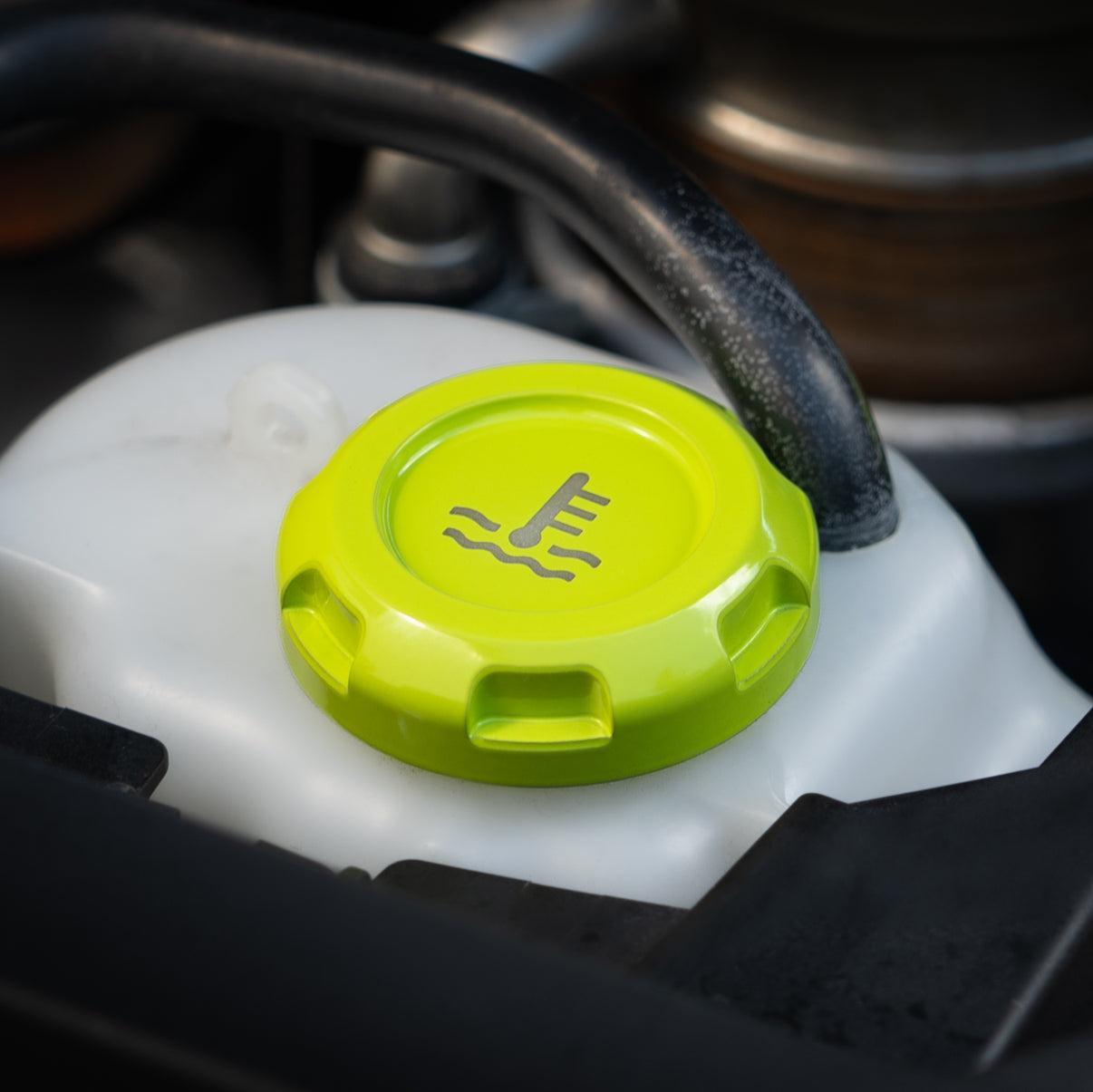Billetworkz Coolant Overflow Cap Engraved Zero Series Neon Yellow Subaru WRX 02-26 / STI 04-21 | BW-EBCZ-SUB-COO-NYEL-E