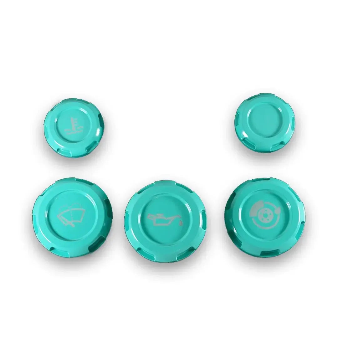 Billetworkz Engine Bay Cap Set Zero Series Fluid Engravings Hyper Teal BRZ 13-26 / FR-S 13-16 / 86 / GR86 17-26 Automatic