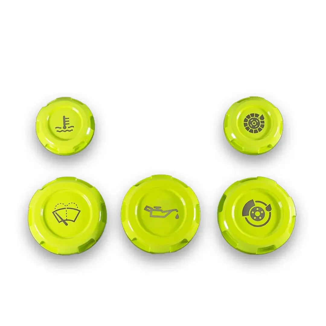 Billetworkz Engine Bay Cap Set Zero Series Fluid Engravings Neon Yellow BRZ 13-26 / FR-S 13-16 / 86 / GR86 17-26 Automatic