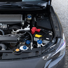 Billetworkz Engine Bay Caps Zero Series Blue 2015-2021 Subaru STI with Fluid Engraving | BW-EBCZ-SUB-VASTI-BLU-E