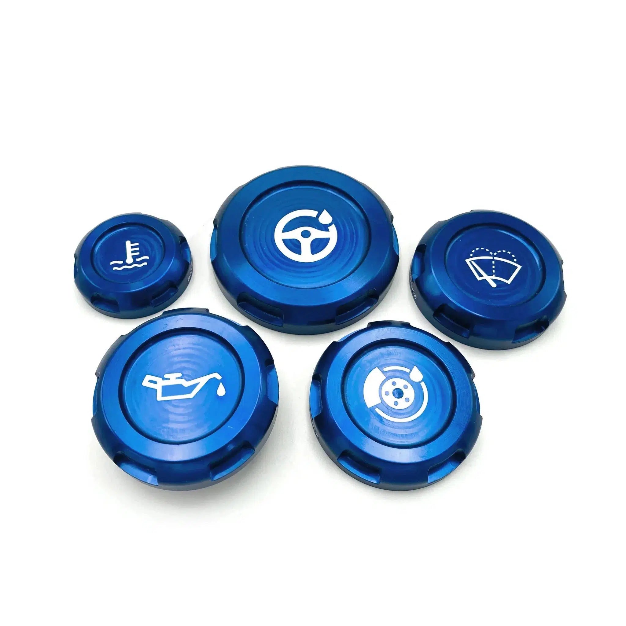 Billetworkz Engine Bay Caps Zero Series Blue 2015-2021 Subaru STI with Fluid Engraving | BW-EBCZ-SUB-VASTI-BLU-E