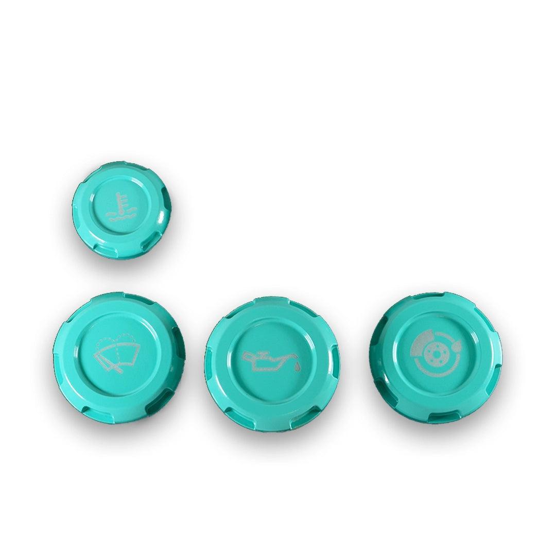 Billetworkz Engine Bay Caps Zero Series Hyper Teal 2015-2026 Subaru WRX with Fluid Engraving | BW-EBCZ-SUB-VAWRX-HYTL-E