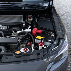 Billetworkz Engine Bay Caps Zero Series Red 2015-2026 Subaru WRX with Fluid Engraving | BW-EBCZ-SUB-VAWRX-RED-E