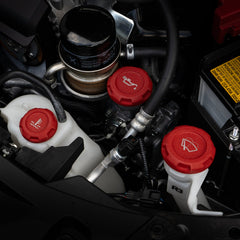 Billetworkz Engine Bay Caps Zero Series Red Wrinkle 2015-2021 Subaru STI with Fluid Engraving | BW-EBCZ-SUB-VASTI-RWR-E