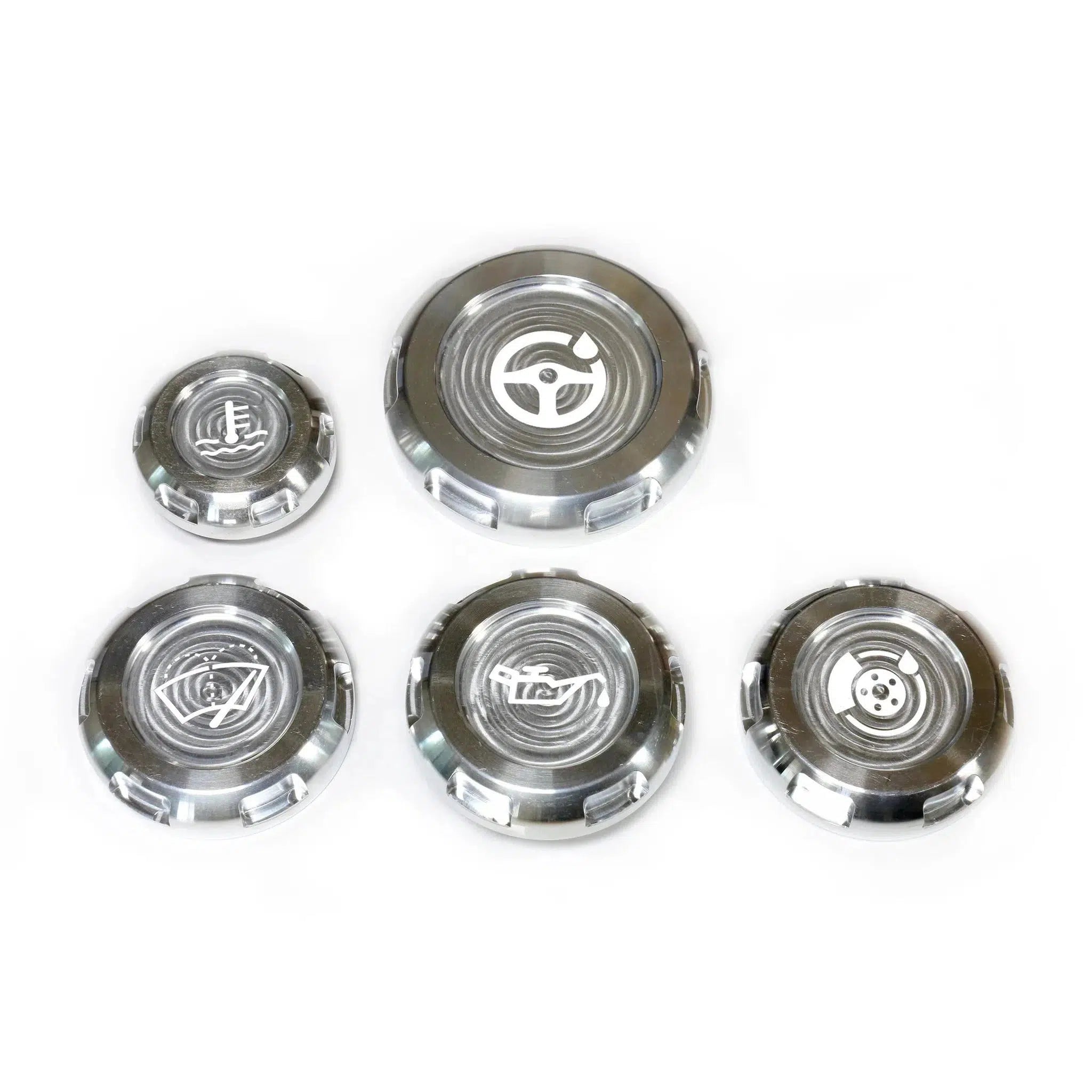 Billetworkz Engine Bay Caps Zero Series Silver 2015-2021 Subaru STI with Fluid Engraving | BW-EBCZ-SUB-VASTI-SIL-E