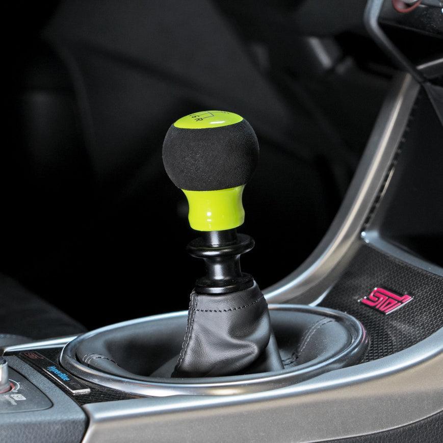 Billetworkz Fusion Weighted Shift Knob 6-Speed Alcantara Neon Yellow Subaru WRX 15-26 / STI 04-21 | BW-KNB-SUB6-VEL6-NYEL-FUA
