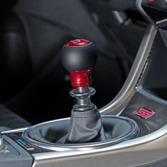 Billetworkz Fusion Weighted Shift Knob 6-Speed Leather Candy Red Subaru WRX 15-26 / STI 04-21 | BW-KNB-SUB6-VEL6-CRED-FUL