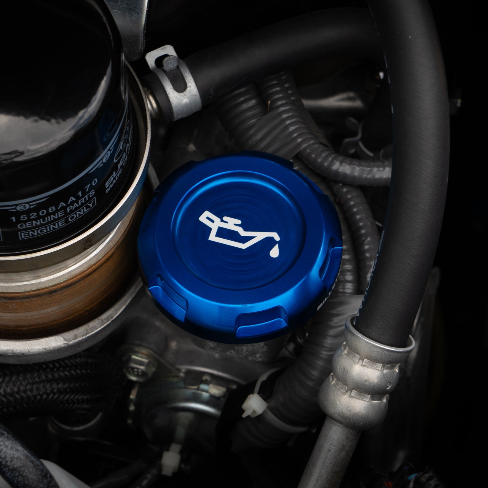 Billetworkz Oil Cap Engraved Zero Series Blue Subaru WRX 02-26 / STI 04-21 / BRZ 13-26 | BW-EBCZ-SUB-OIL-BLU-E