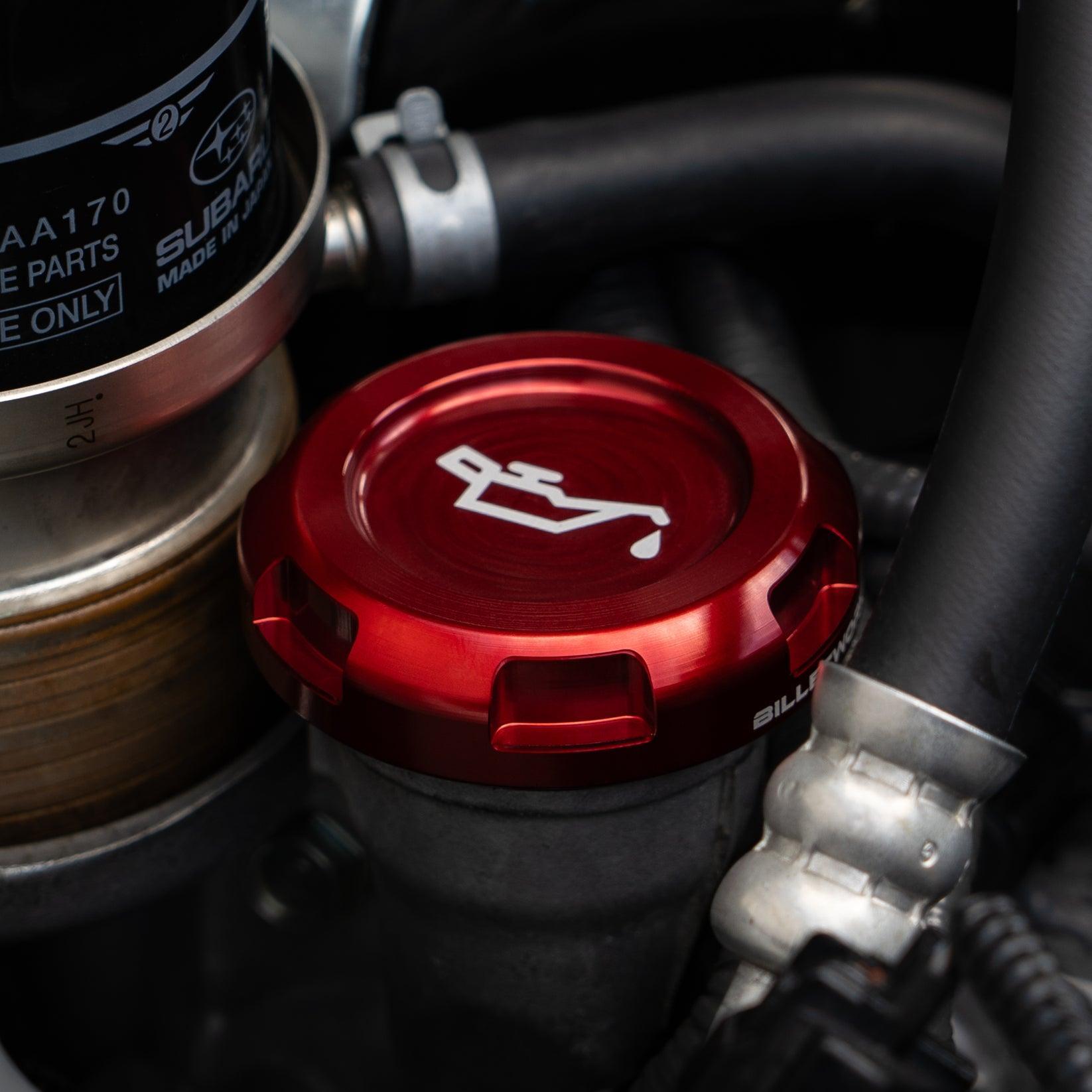 Billetworkz Oil Cap Engraved Zero Series Red Subaru WRX 02-26 / STI 04-21 / BRZ 13-26 | BW-EBCZ-SUB-OIL-RED-E